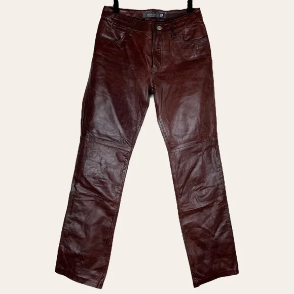 Vintage Y2K Chocolate Brown Leather Bootcut Pants Size 2 | The Gap - Picture 2 of 10